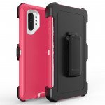 Premium Armor Heavy Duty Case with Clip for Galaxy Note 10+ (Plus) (HotPink White)